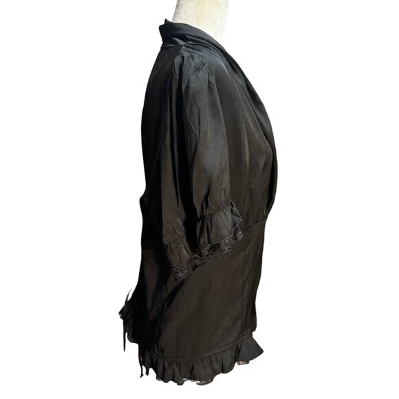 NWT SCARLET DARKNESS Victorian Blouse Black Short Sleeve Ruffle Shirt 2XL - Picture 3 of 8
